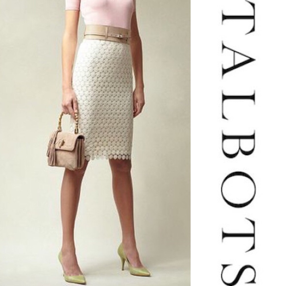 Talbots Cream Pencil Skirt
